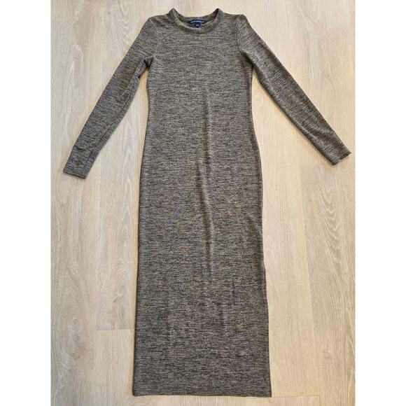 French Connection Sweeter Sweater Ribbed Knit Midi Dress Size 8 Taupe Brown - Picture 1 of 4